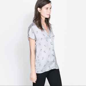 🤑📦 ZARA Silky Animal Print Pajama Style Top